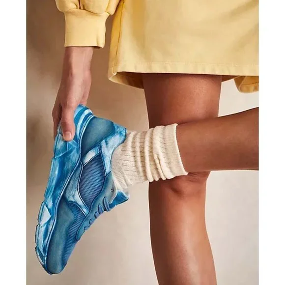 🎉LAST CHANCE🎉 FREE PEOPLE Let's Wander Washed Sneakers / Boardwalk Blue - Picture 2 of 16